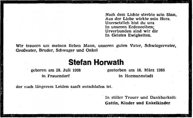Horwath Stefan1908-1986 Todesanzeige